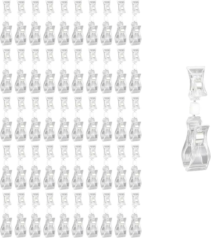 ポップクリップ クリップホルダー 両端360度回転 価格表示・値札・展示用 透明 (50個, 高さ11cm)
