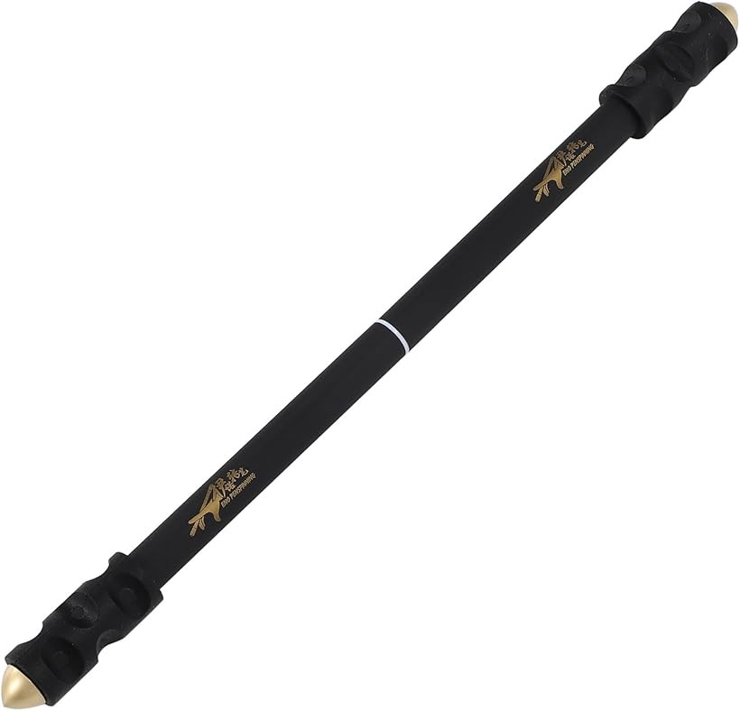 ペン回し専用ペン ゴールデンバレット 24cm 約25.4g 中心バランス 初心者＆パワートリック入門向け 滑り止め加工 グリップ 金属バレットチップ (ブラック, 標準)
