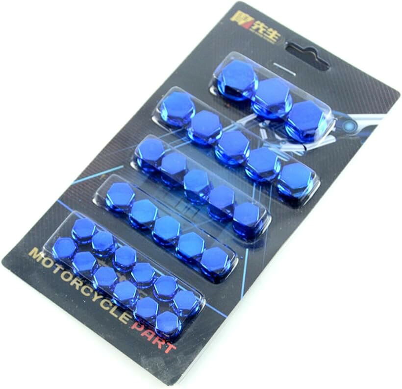 互換品30個セットバイク用ヘッドスクリューカバー ネジキャップ ナットカバー 装飾キャップ 防錆 防水 オートバイ改造アクセサリー ユニバーサル対応 スクーター/バイク/ダートバイク用 (ブルー)
