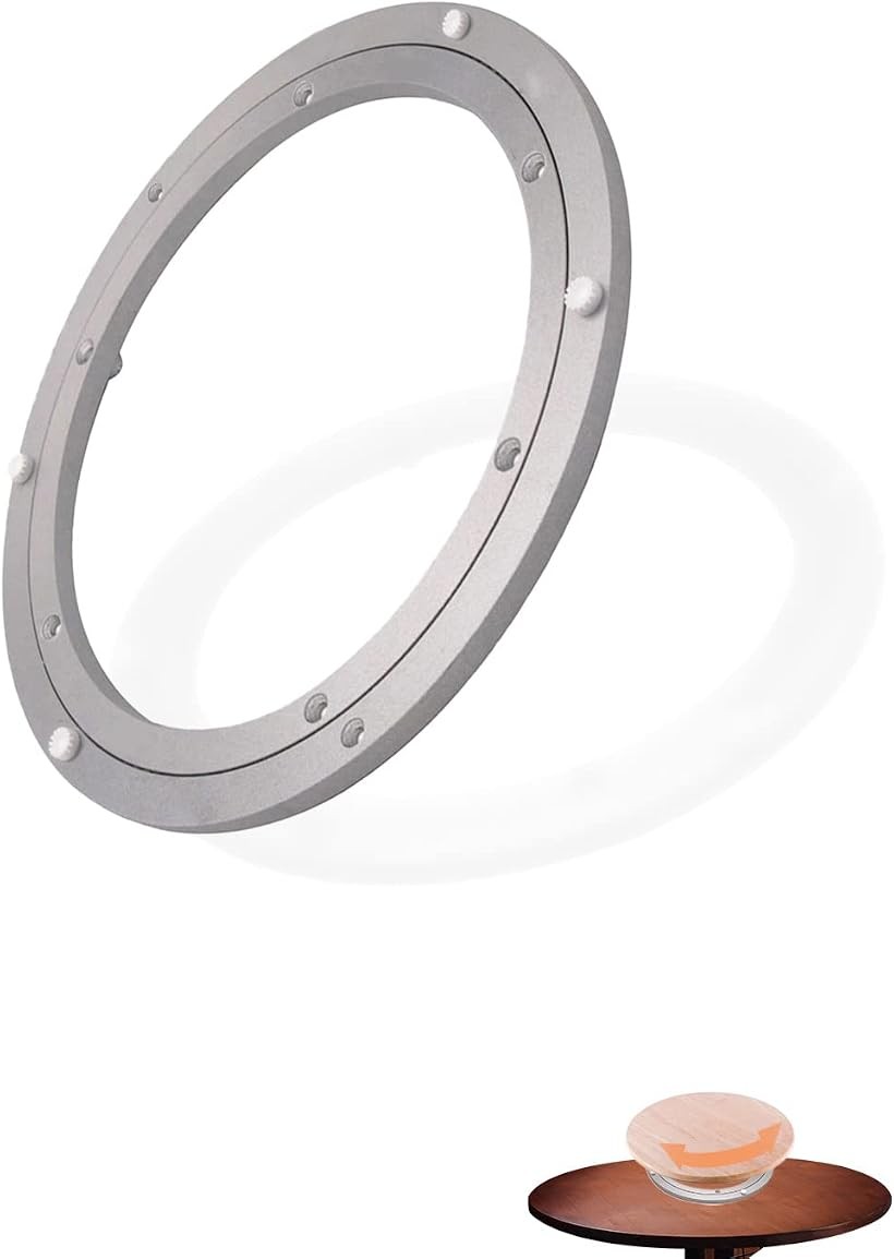 回転台 回転盤 丸型棚 アルミ製 ターンテーブル可 円卓向け 488mm (シルバー, 488mm)