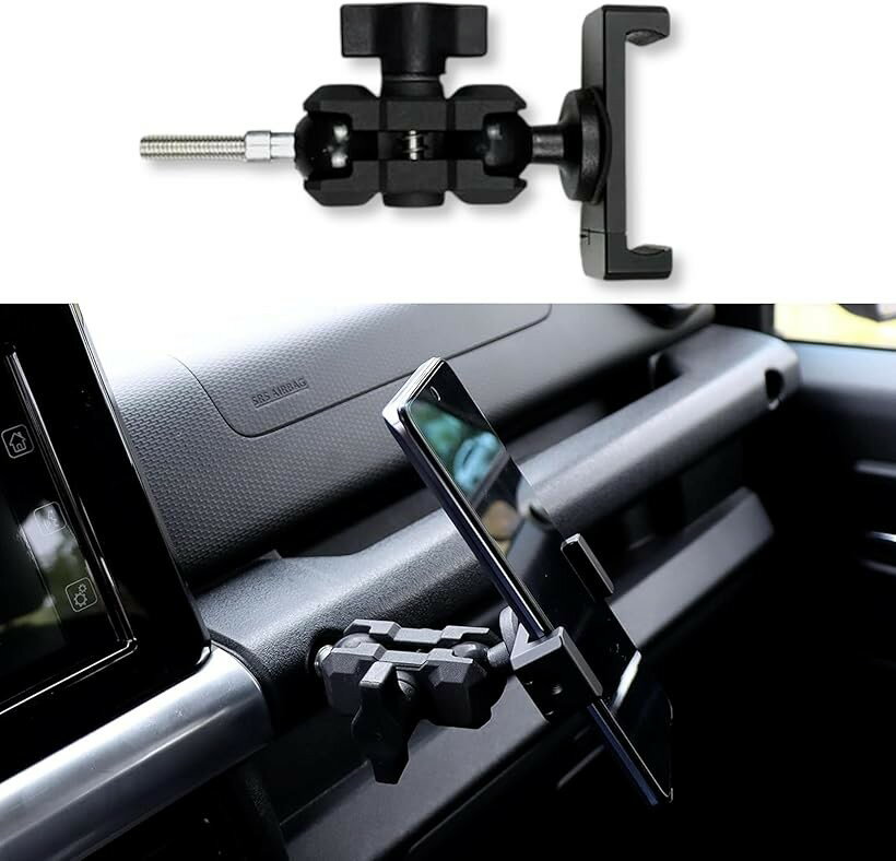 スズキ ジムニー スマホホルダー JB64 シエラ JB74 車載ホルダー カスタム アクセサリー 車用 パーツ 内装 (ブラック)