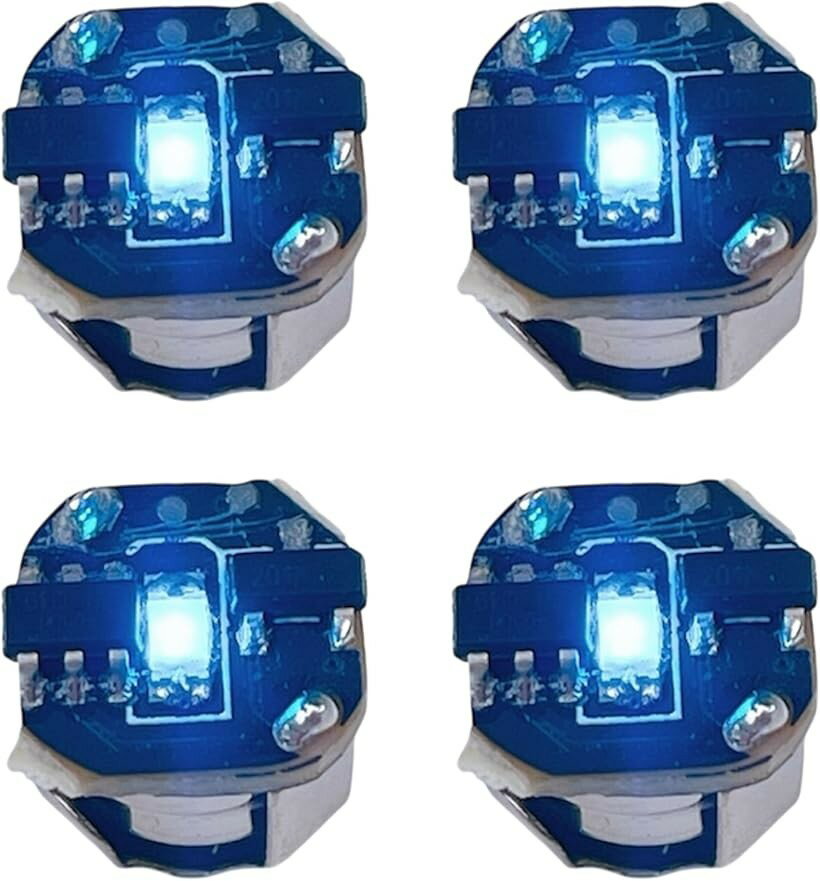 LED 電飾 超極小 磁気スイッチ 点灯 点滅 4個セット ボタン電池 LR621対応 ワイヤレス ジオラマ プラモデル フィギュア 磁石 照明 模型 (スカイブルー)