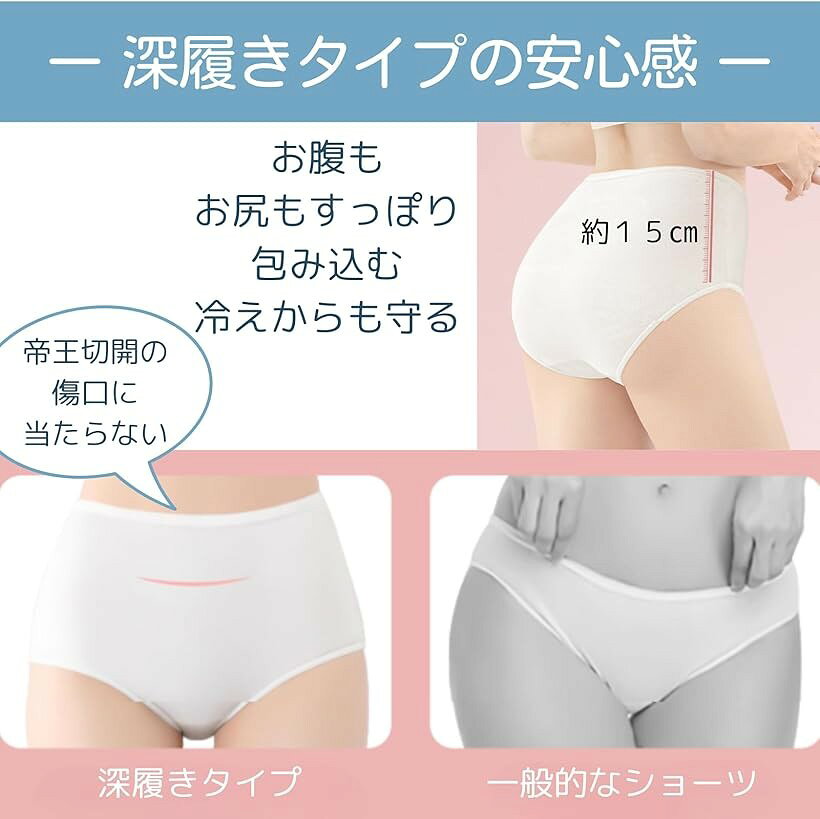 エムラインストアの大きいサイズ 使い捨てショーツ 綿100％ 5枚セット コットン パンツ 入院 災害 帝王切開 マタニティ (ホワイト, 5XL)｜アングル3
