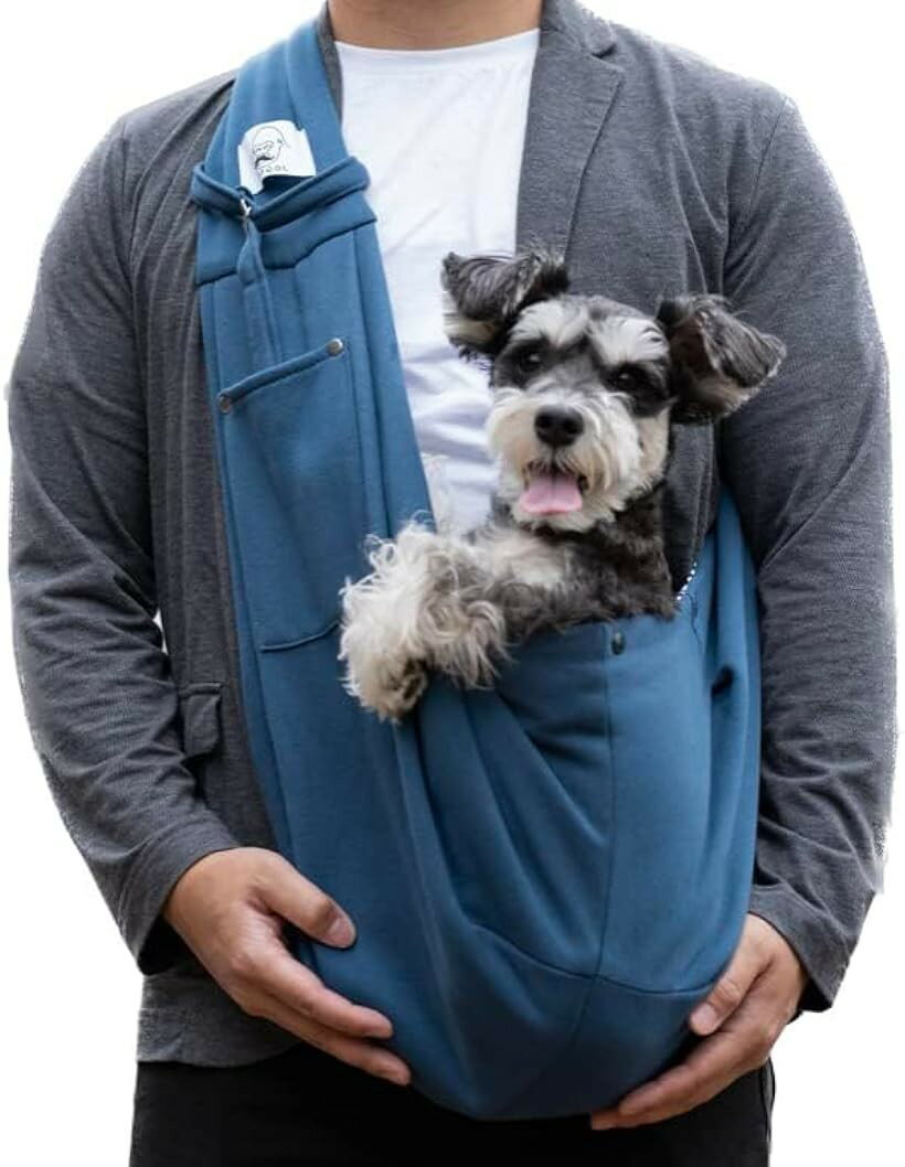 LovesPet だっこひも ペットスリング 小型犬 猫用 軽量 飛び出し防止フック付き 抱っこ紐 フェレット ドッグスリング 災害時 病院 通院 お出かけに (ブルー)