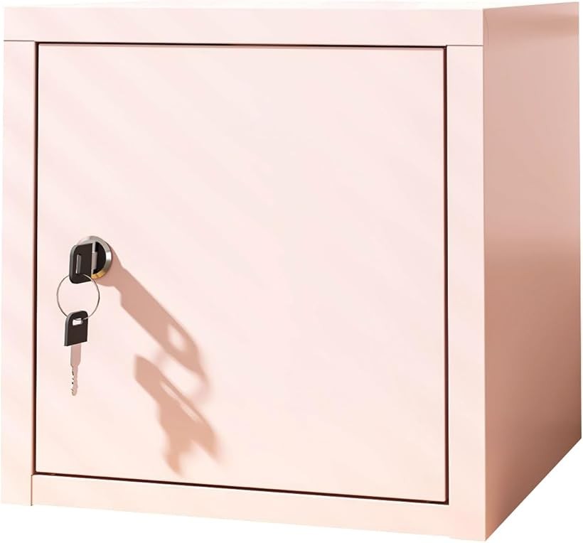 Safe - ミニ金庫 家庭用金庫 ダイヤル式ロック 小型 スチール製 収納ボックス 耐火 おしゃれ 可愛い 盗難防止 貴重品収納 オフィス 会社用 (ピンク, スクエア版-鍵式)