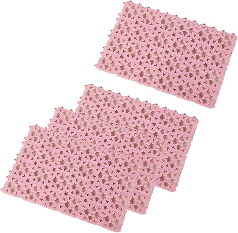 うさぎ モルモット すのこ かわいい 小動物 ケージ マット プラスチック (マルチカラー, ノルディックピンク x 4個)