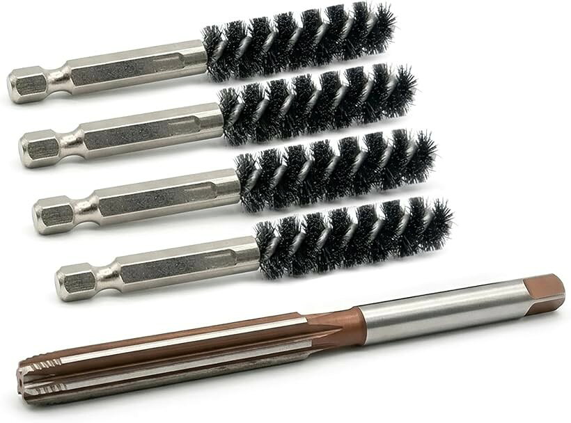 Silver＆Style ゴルフクラブ 溝クリーナー ホーゼル掃除 溝削り ウッド アイアン シャフト シャープナー 溝切り (シルバー, リーマー1本+ブラシ4本)