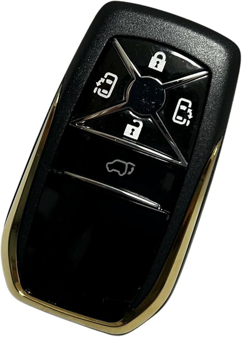 互換品 スマートキーケース キーカバー ヴェルファイア 20 エスティマ 50系 アルファード ノア ヴォクシー トヨタ 汎用 5ボタン ゴールド (ゴールド)