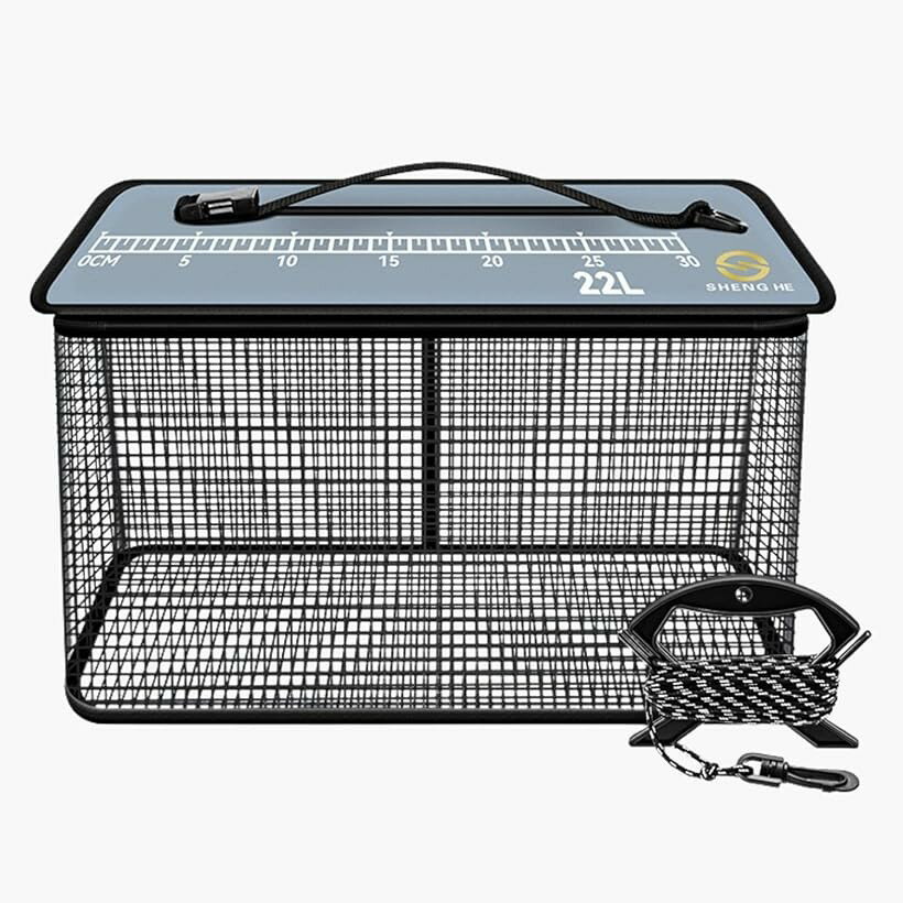 フローディング スカリ 釣り 折り畳み 活かし バケツ バッカン ビク ファスナー メジャー (グレー, 22L)