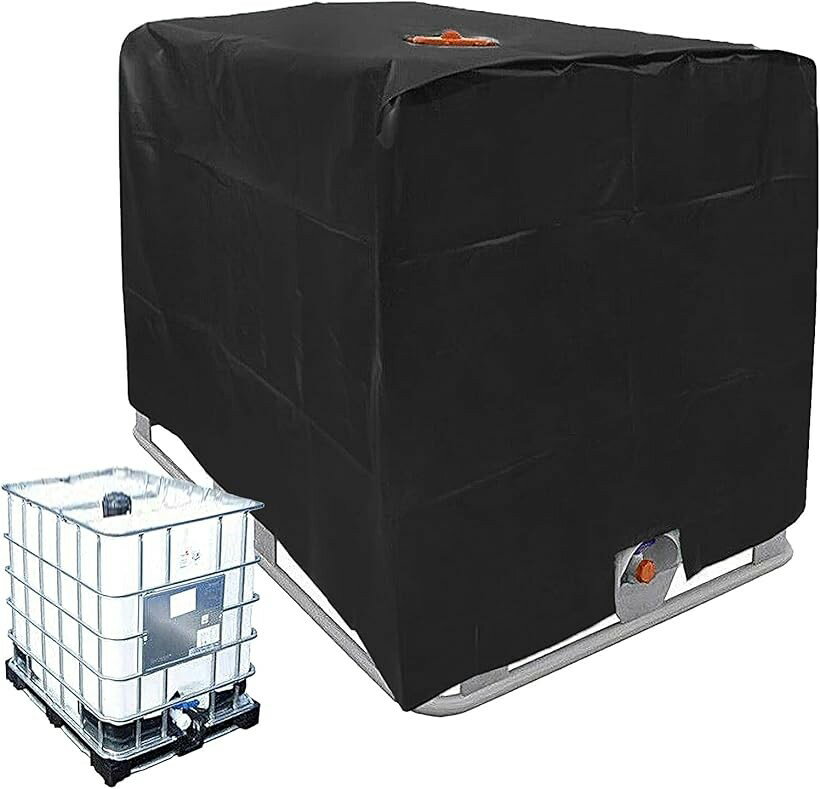 Rainwater Tanks - 雨水タンク保護カバー1000L用 IBCコンテナカバー 防水カバー 屋外 防水シート 防塵 UV保護 折り畳み収納 黒 (ブラック, 1000ml)
