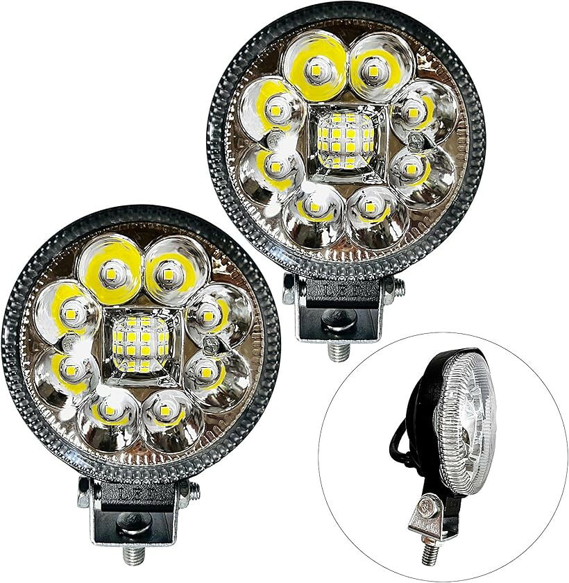 ワークライト LED作業灯 白 直径8cm 丸形 防水 12V/24V兼用 車フォグランプ 汎用ラ...