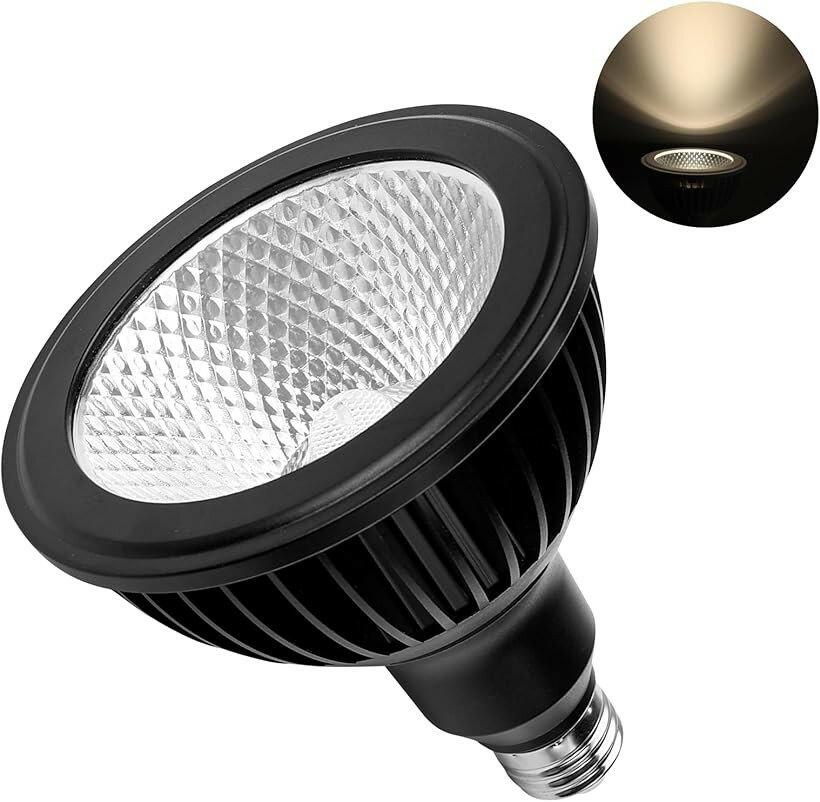 植物育成ライト E26 ランプ口 24Wスポットライト フルスペクトル 高演色性 LED育成電球 ビーム角38度 昼光色4000K (Black, 昼光色4000K)