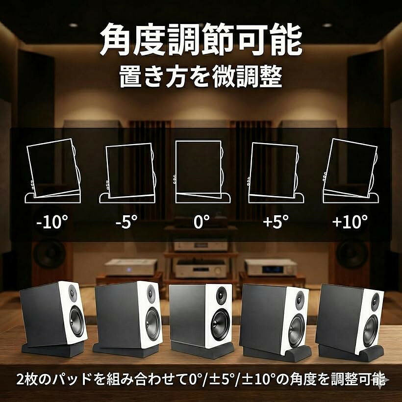スピーカー スタンド 吸音材 防振パッド 2個入り ポリウレタンフォーム 角度調整 傾斜 滑り止め デスク 卓上 (S：22x14x4cm) mlinestore-10200371 エムラインストア サンプル画像2