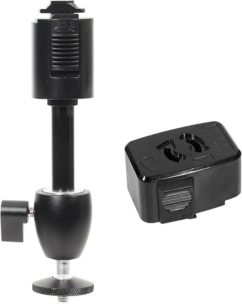 プロジェクタハンガー プロジェクター取付部品 ダクトレール式 1/4インチ ネジ 耐荷重5Kg ブラケットプロジェクター取付用 角度調整が可能 高さ2段階調整 (黒-ソケット付, 付属ライティングレール用抜止コンセント)