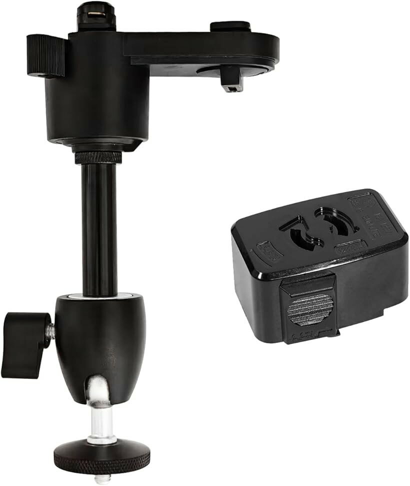 プロジェクタハンガー プロジェクター取付部品 ダクトレール式 1/4インチ ネジ 耐荷重5Kg ブラケットプロジェクター取付用 ダブルロック固定設計 角度調整が可能 高さ2段階調整 付属ライティングレール用抜止コンセント (黒-ソケット付)