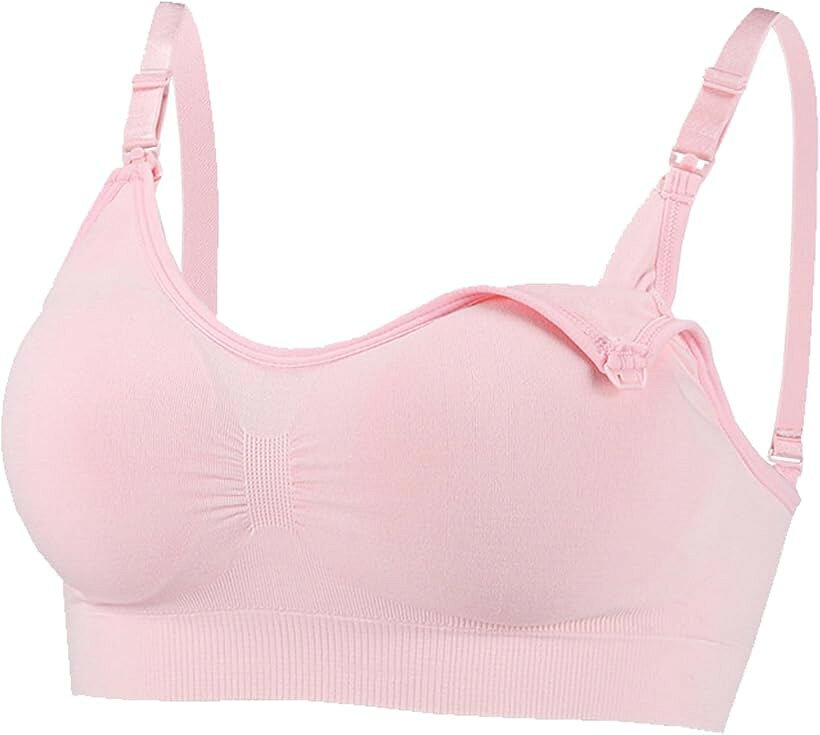 授乳ブラ マタニティブラ ノンワイヤー コットン素材 Sサイズ ピンク (ピンク, A70-75)