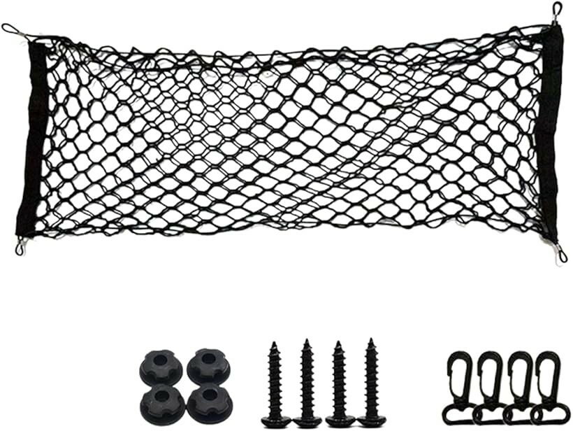 ラゲッジネット カーゴネット トランクネット キャリアネット 荷物固定 フック付き 荷物整理 車用ネット トランク収納 汎用ネット 90cmx40cm (90cmx40cm)