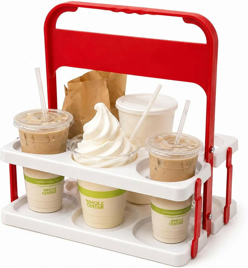 コストコ用 ドリンクホルダー 飲み物 持ち運び 折りたたみ 6本収納 (スカーレット...