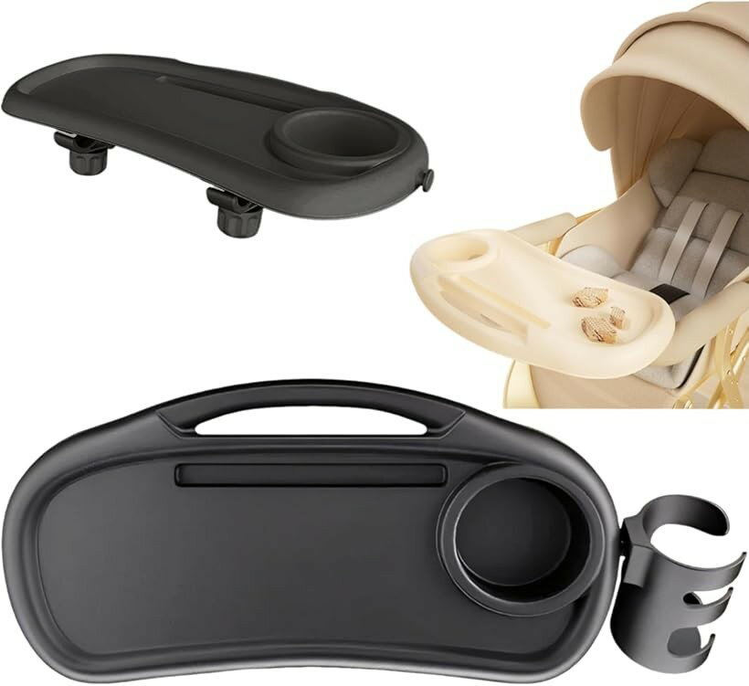 バリエーションコード : 2bur0v0t66商品コード2burx5ot1o商品名ベビーカー用トレー スマホスタンド ドリンクホルダー カップホルダー付き 後付けテーブル スマホ置きブランドheiziカラーブラック「家族みんなで快適に」「子どもの飲み物、大人の飲み物、スマホ、おやつ…全部どこに置こう？そんな悩みを解決する、進化したベビーカー用トレーが登場しました。ドリンク＆スマホ置き付きのメインテーブルに加え、もう一つ独立したドリンクホルダーが付属。大人や兄弟のドリンクも置けるので、いちいちバッグから取り出す必要がなく、快適なお出かけをお楽しみ頂けます。「使い方広がる。2つのホルダーで便利さ倍増」メインのトレーは直径約8.5cmのカップホルダーと、溝付きテーブル。お子様のおやつや軽食、動画視聴用のスマホ置き場に最適です。独立ドリンクホルダーは、メイントレーに設置可能。パパやママのコーヒー、兄弟のジュースなど、用途に合わせて自由に使えます。「しっかり固定で安定感抜群。」クリップでベビーカーのフロントバーを挟み込み、ネジを回して締め付けるだけ。ガタつきや外れる心配がないため、ベビーカーが多少揺れても、飲み物がこぼれたり、トレーがずれたりする心配がありません。移動中のストレスを減らし、お子様との楽しい時間を過ごせます。「どんなベビーカーにもフィットするシンプルデザイン」すっきりとしたブラックとホワイトの2色をご用意しました。どんなベビーカーにも自然に馴染むシンプルなデザインで、機能性を損なうことなく、スタイリッシュにお使いいただけます。「セット内容」ベビーカー用テーブル(ドリンク＆スマホ置き有り)x1、ドリンクホルダー(個別)x1、固定用クリップx3　＜サイズ＞トレー：幅38cm、奥行き14cm、高さ5.5cm　ドリンクホルダー直径約8.5cm　固定用クリップ：固定用クリップ間/約18cm　太さ4.5cmまでのフロントバーに対応※ 他ネットショップでも併売しているため、ご注文後に在庫切れとなる場合があります。予めご了承ください。※ 品薄または希少等の理由により、参考価格よりも高い価格で販売されている場合があります。ご注文の際には必ず販売価格をご確認ください。※ 沖縄県、離島または一部地域の場合、別途送料の負担をお願いする場合があります。予めご了承ください。※ お使いのモニタにより写真の色が実際の商品の色と異なる場合や、イメージに差異が生じることがあります。予めご了承ください。※ 商品の詳細（カラー・数量・サイズ 等）については、ページ内の商品説明をご確認のうえ、ご注文ください。※ モバイル版・スマホ版ページでは、お使いの端末によっては一部の情報が表示されないことがあります。すべての記載情報をご確認するには、PC版ページをご覧ください。＊低価格での販売実現のため、簡易梱包にて商品お届けの場合がございます。＊モニターの環境により、色の見え方に若干差が生じる場合がございます。