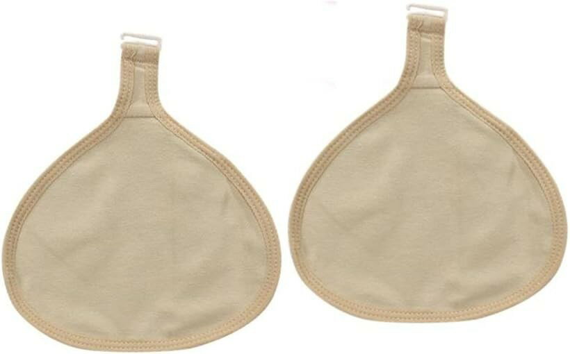 乳癌パッド シリコンパッド ホック付き 専用カバー 2枚セット 人工乳房保護カバー 三角型 M (ベージュ, M)