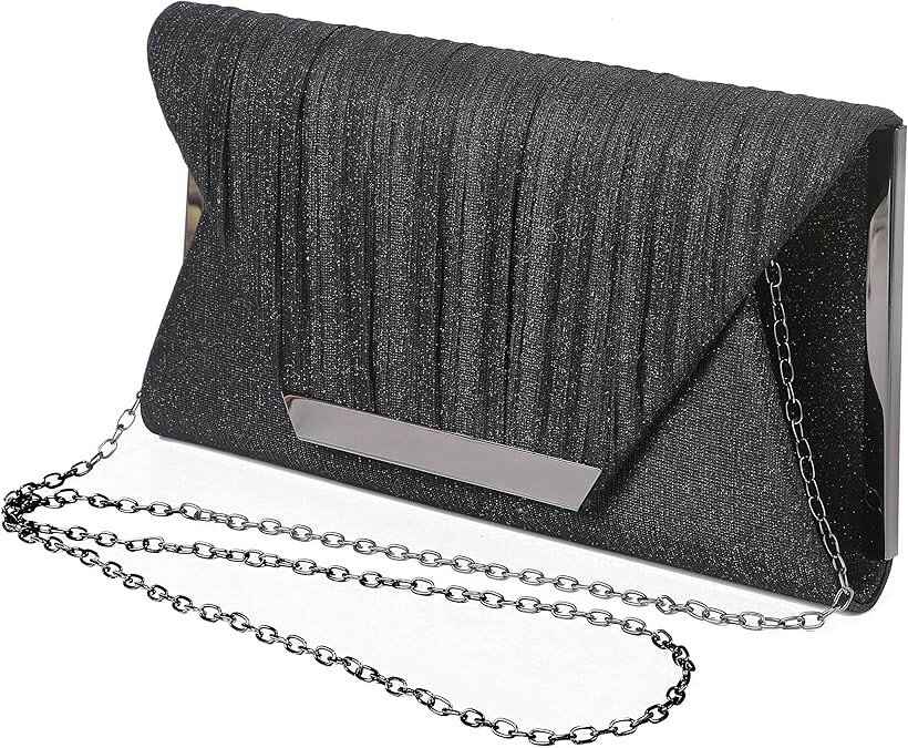 結婚式 バッグ パーティーバッグ 上品 使い回しやすい ブラック (ブラック)