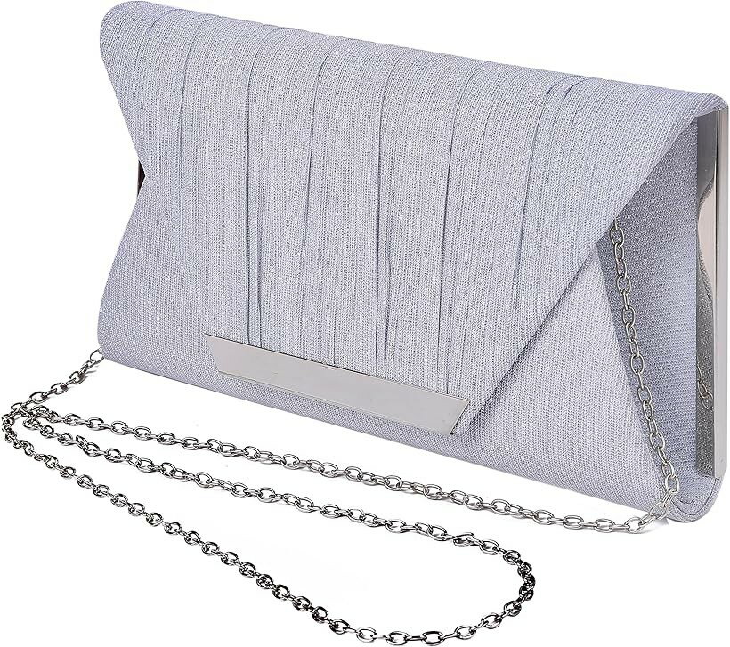 結婚式 バッグ パーティーバッグ 上品 使い回しやすい シルバー (シルバー)