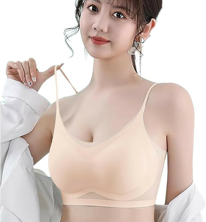 ノンワイヤーブラ スポーツブラジャー ナイトブラ 昼夜兼用 (ベージュ, 2XL)