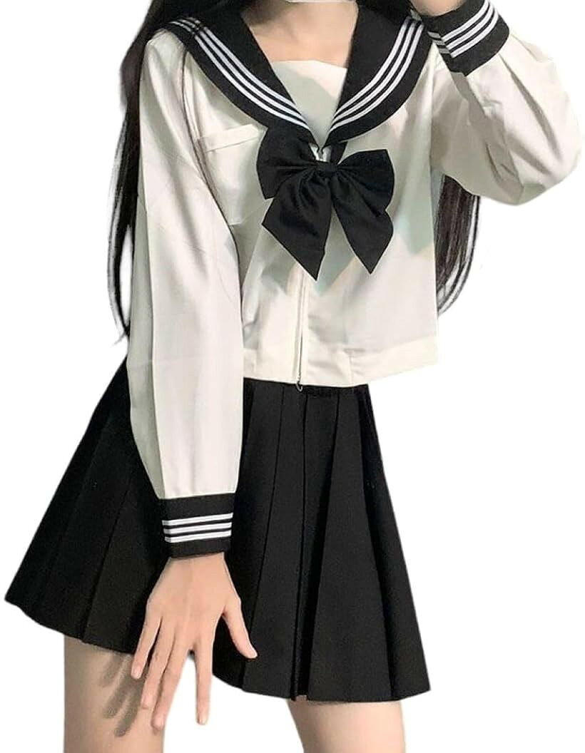 バリエーションコード : 2bju6rp656商品コード2bju6drxy6商品名3点セット 制服 セーラー服 濃紺 白 シャツ スカート 蝶結びリボン 白三本 プリーツスカート コスプレ 文化祭 学園祭 仮装ブランドKanoanカラー長袖サイズ等M※ 他ネットショップでも併売しているため、ご注文後に在庫切れとなる場合があります。予めご了承ください。※ 品薄または希少等の理由により、参考価格よりも高い価格で販売されている場合があります。ご注文の際には必ず販売価格をご確認ください。※ 沖縄県、離島または一部地域の場合、別途送料の負担をお願いする場合があります。予めご了承ください。※ お使いのモニタにより写真の色が実際の商品の色と異なる場合や、イメージに差異が生じることがあります。予めご了承ください。※ 商品の詳細（カラー・数量・サイズ 等）については、ページ内の商品説明をご確認のうえ、ご注文ください。※ モバイル版・スマホ版ページでは、お使いの端末によっては一部の情報が表示されないことがあります。すべての記載情報をご確認するには、PC版ページをご覧ください。サイズ（参考）バストS：88　M：92　L:96　XL：100　XXL：104肩幅S：37　M：38　L:39　XL：40　XXL：41袖丈（長袖）S：55　M：56　L:57　XL：58　XXL：59（半袖）S：21　M：22　L:23　XL：24　XXL：25着丈S：46　M：47　L:48　XL：49　XXL：50ウエストS：64-66　M：67-69　L:70-73　XL：74-78　XXL：79-82スカート丈S：41　M：42　L:43　XL：44　XXL：45長袖シャツこの制服の主な生地はポリエステルと綿で、ソフトで肌に優しく、着心地がとても良いです。トップスはジッパー仕様で、着脱しやすいです。半袖シャツ生地はもちろん、更に丁寧な縫製を持って、見えない細かな部分にまでこだわりの仕上がりです。関西襟のデザインで、女子学生らしさ抜群。スカートスカートはドレープ感があり、型くずれしにくく丈夫です。リボン制服にピッタリの蝶結びリボンです。白シャツはゆったりとした短めの丈、プリーツスカートは体型の黄金比を強調するようにデザインされたちょうど良い丈です。歩くたびにふわっと揺れるプリーツスカートは女の子らしさたっぷり。女子力up。スラリとした美脚に魅せます。日常着、通勤、入学式、お祭りイベント、コスプレなどの場面でも活躍。コスプレ制服スカート、リボンがすべて揃って、すぐ女子高生になれます。