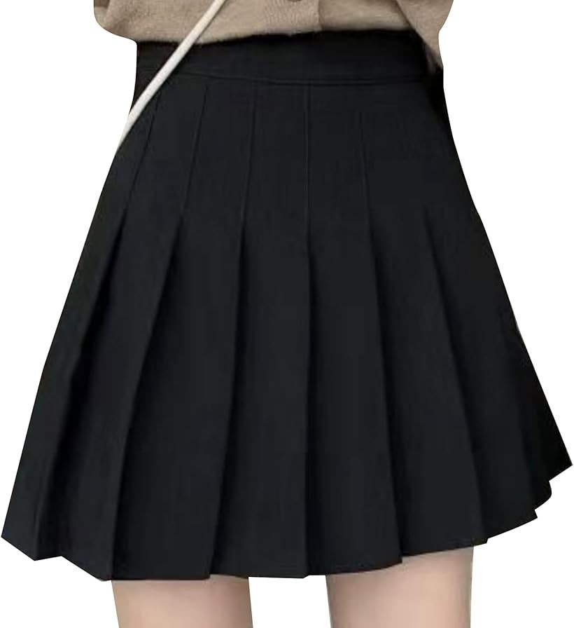 プリーツスカート ミニ インナー付き 制服 学生服 コスプレ 小学生 XS 黒 ブラック (黒（ブラック）, XS)