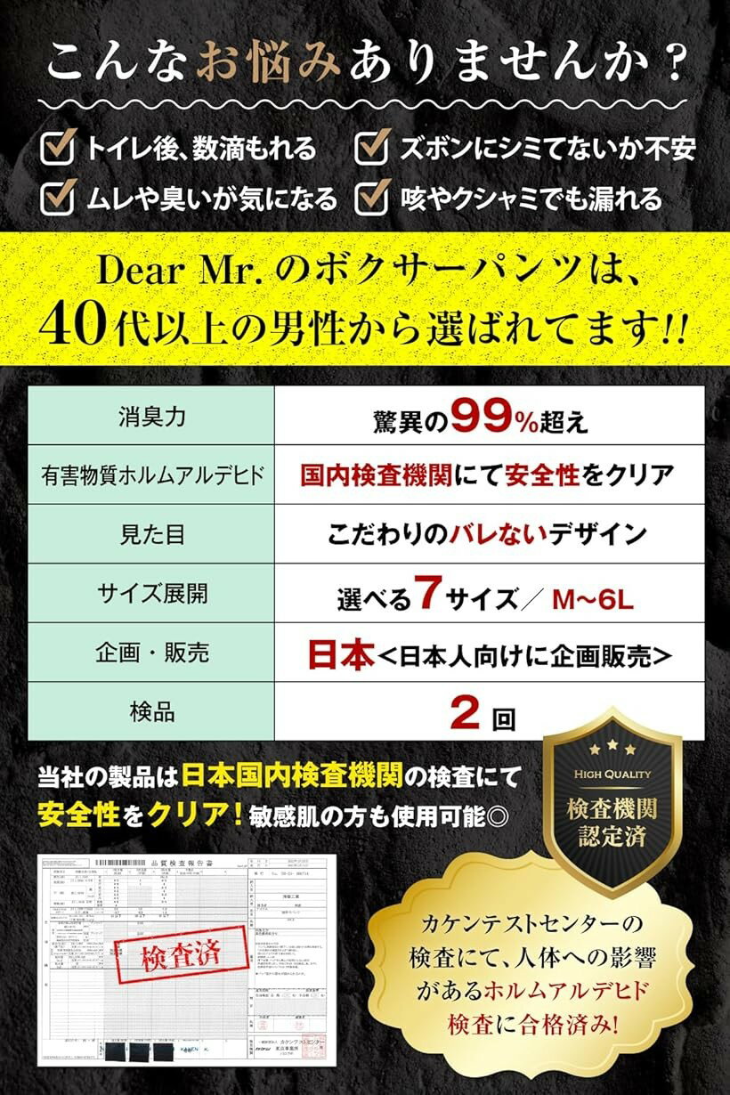 尿漏れパンツ メンズ 消臭抗菌 1枚 6L ブラック1枚 (ブラック, 6L)