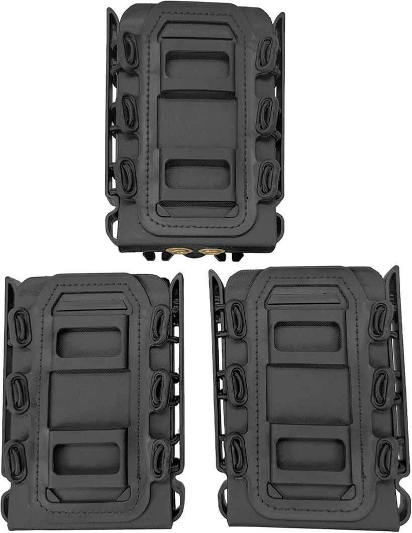Other - マガジンポーチ マグポーチ M4 AK P90 SCARなど対応 MOLLE ベルト 両方対応 サバゲー ソフトシャル スコーピオンタイプ ブラック3個セット (ブラック3個セット)