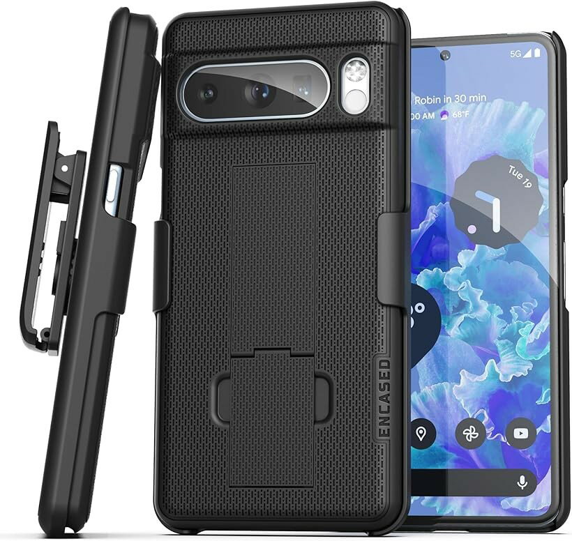 Encased Google Pixel 8 Pro 2023 スリム ケース DuraClip シリーズ ベルトクリップ ホルスター 付属 ecoパッケージ EHC341 (ブラック, Pixel 8 Pro)