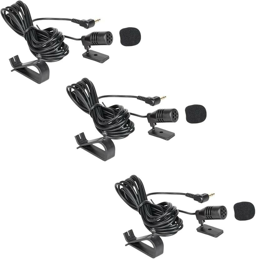 互換品3.5mm 互換 車 用 カーナビ マイク 三角 クリップ スピーカー ハンズフリー パナソニック パイオニア カロッツェリア 3個セット (ブラック, 20.7 x 14.8 x 1.7 cm; 40 g)