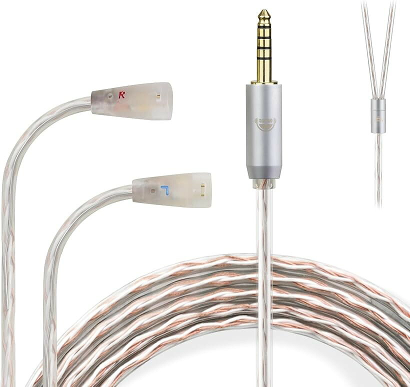 JBX リケーブル 2Pin IE専用 IEシリーズ イヤホンケーブル IEピン 4芯 OFC SENNHEISER用 IE80S/IE80/IE8などに適合する 4.4mm (IE専用, 4.4mm)