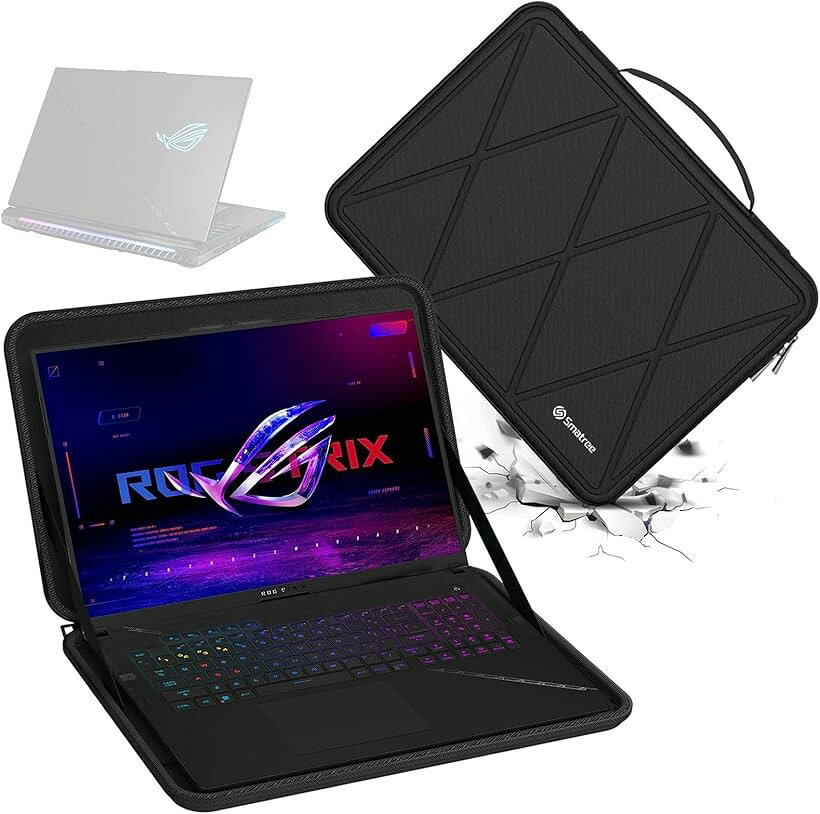 互換品 ハードEVA保護スリーブケース 18インチ ASUS ROG Strix Scar 2024/2023などに適用 防水＆耐衝撃バッグ (Black-For ASUS 18インチ, For ASUS 18インチ(X8329）)
