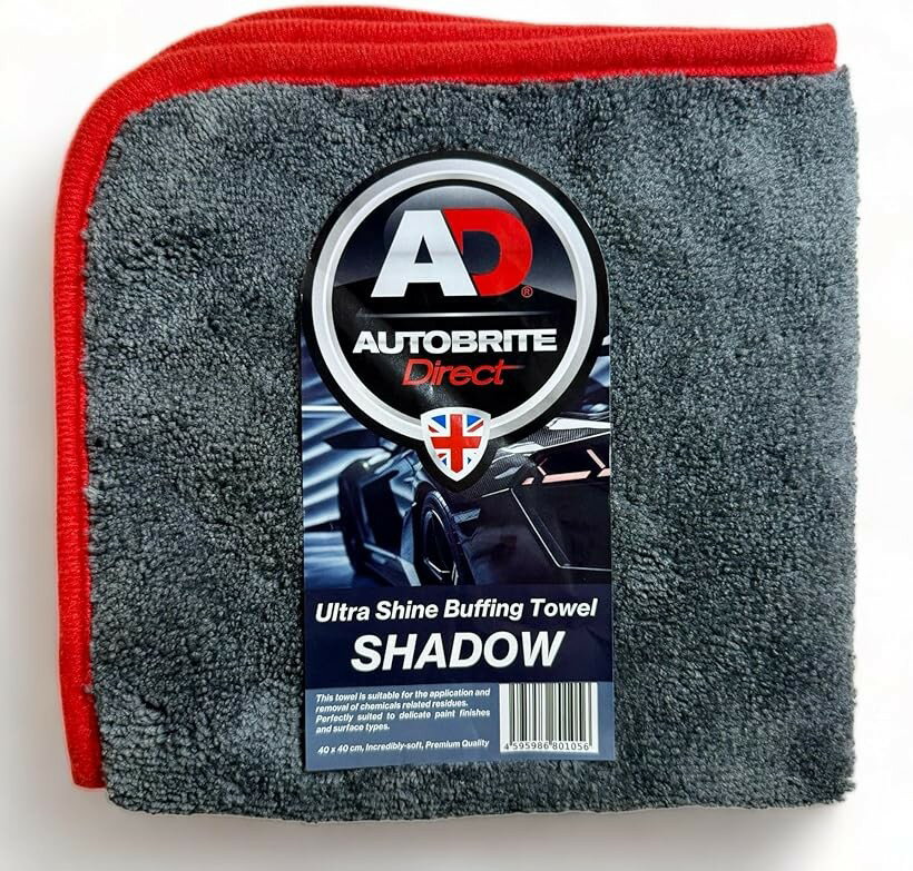 洗車 ツヤ出し タオル 仕上げタオル buffing towel シャドウ ウルトラシャインバフタオル オートブライトダイレクト (ブラック, 艶出しタオル)