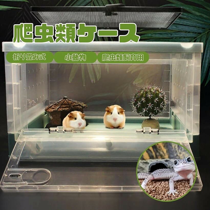 爬虫類ケース 折り畳み式 爬虫類飼育 小動物 爬虫類ケージ リクガメ 両生類 レオパ...