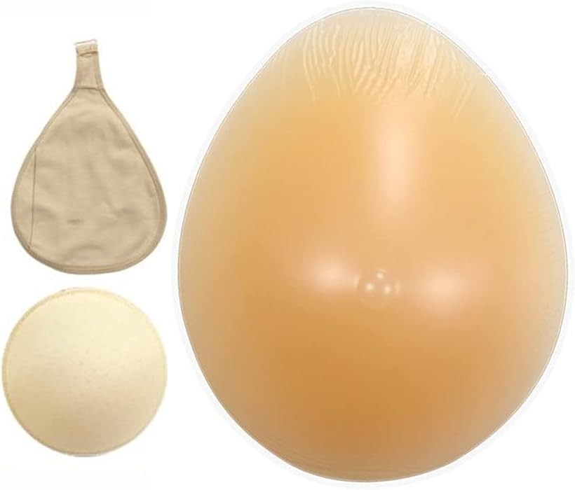 人工乳房 水滴型 シリコンパッド 保護カバー ブラパット 3点セット フック付き 乳がんパッド バスト補正 (ベージュ, 150g)
