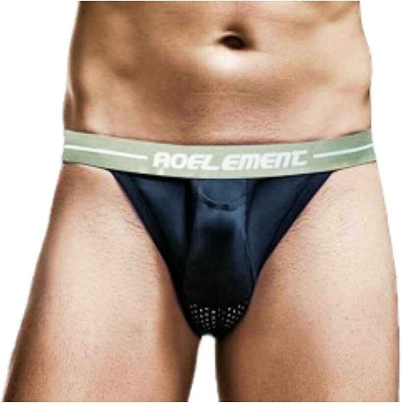 メンズ ビキニ パンツ 蒸れない 速乾 通気性 大きいサイズ 分離型 サオ上向き ハイカット (ブラック, L)