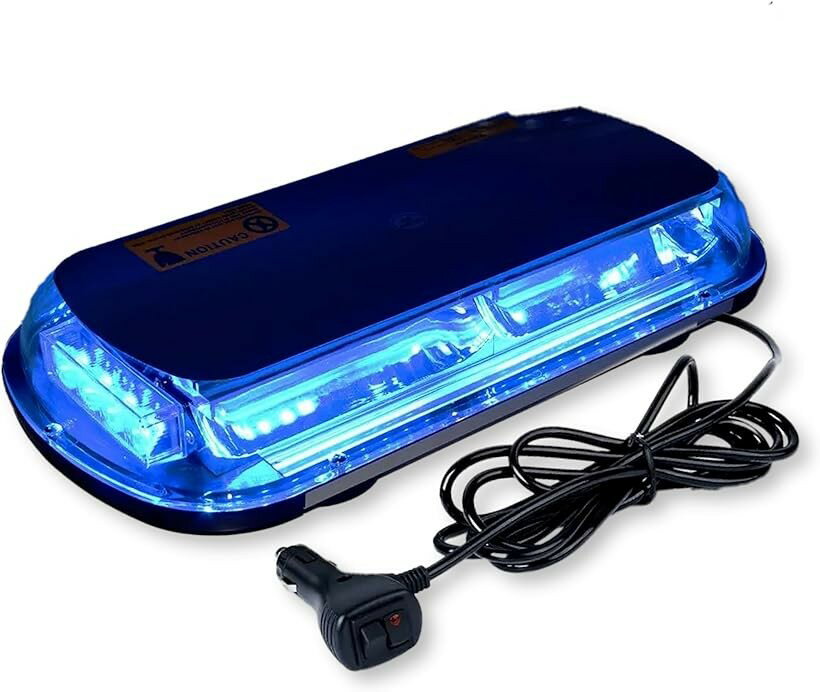 互換品 パトランプ 回転灯 12V/24V 兼用 シガーソケット式 LED 45cm ワイド 大型 フラッシュ ストロボ 点滅 作業灯 警告灯 防犯 除雪機 汎用 ブルー (ブルー, 船 エアデフレクター アンバー ミニ ワーク)