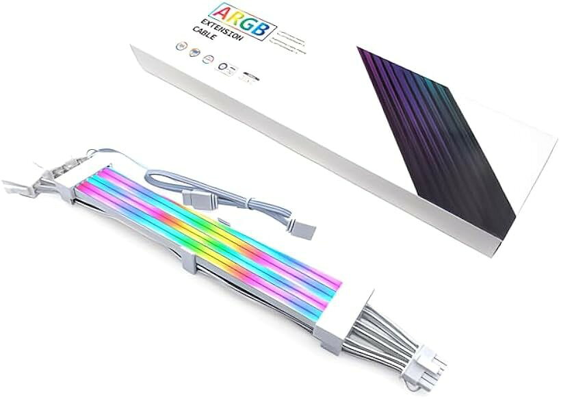 互換品LED ARGB 5v 3pin スリーブケーブル 延長ケーブル 30cm 電源 ゲーミング 12VHPWR 16pin 8pin 変換ケーブル 8pinx3＞16pin