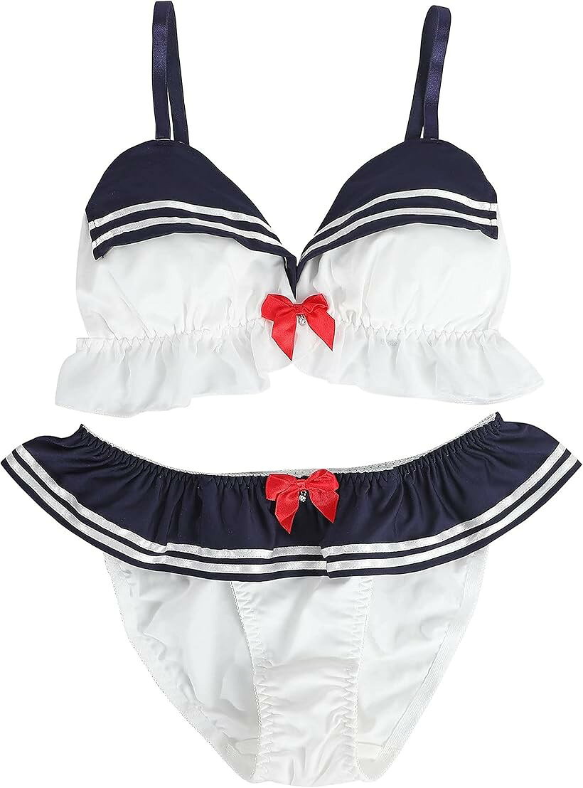 バリエーションコード : 2b6pf9js85商品コード2bjpd9ck9g商品名大きいサイズ ゆめかわ フリフリ ノンワイヤー ブラ ショーツ セットブランドTOKYO GOODS MARKETカラーセーラー服風サイズ等L大きめサイズの女性にも対応の、キュートなブラ＆ショーツセット。可愛らしく、あどけなさの香るデザインです。フリルやリボン等の凝ったディテールも満載。＊こちらの商品はTOKYO GOODS MARKETがGS1事業者コードを取得している商品です。PURe:bon︎、TOKYO GOODS MARKET︎は当店の登録商標です。掲載の商品画像と実際の色、サイズは、撮影の状況、モニター表示、生産ロットなどで異なる場合がございますので予めご了承ください。仕様・デザインは改良のため予告なく変更することがあります。※ 他ネットショップでも併売しているため、ご注文後に在庫切れとなる場合があります。予めご了承ください。※ 品薄または希少等の理由により、参考価格よりも高い価格で販売されている場合があります。ご注文の際には必ず販売価格をご確認ください。※ 沖縄県、離島または一部地域の場合、別途送料の負担をお願いする場合があります。予めご了承ください。※ お使いのモニタにより写真の色が実際の商品の色と異なる場合や、イメージに差異が生じることがあります。予めご了承ください。※ 商品の詳細（カラー・数量・サイズ 等）については、ページ内の商品説明をご確認のうえ、ご注文ください。※ モバイル版・スマホ版ページでは、お使いの端末によっては一部の情報が表示されないことがあります。すべての記載情報をご確認するには、PC版ページをご覧ください。「素材」100% ナイロン「サイズ」・S(70AB) ショーツ:ウエスト(約)55cm～70cm、脚口幅平置き(約)18～25cm・M(70ABC、75AB) ショーツ:ウエスト(約)60cm～75cm、脚口幅平置き(約)20～27cm・L(75BC、80AB ) ショーツ:ウエスト(約)65cm～80cm、脚口幅平置き(約)23～29cm・XL(80BC、85ABC) ショーツ:ウエスト(約)75cm～90cm、脚口幅平置き(約)25～32cm＊伸縮性がございます。サイズは目安とお考えくださいませ。＊海外生産商品のため、縫製の甘さやほつれ、糸くずの付着などががある場合がございます。予めご了承くださいませ。