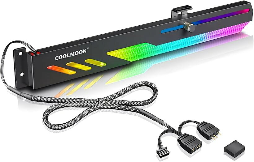 バリエーションコード : 2bjlkfhfo1商品コード2bjlrsrrdd商品名グラフィックボードブラケット GPU ホルダー LED ARGB 5v 3pin 28cm 支え 垂れ防止 脱落防止ブランドCOOLMOONカラーブラック「特徴」グラフィックボードを支えることができます。LED搭載でゲーミングPCを彩ることができます。「機能」ARGB 5v 3pinで制御が可能です。5v 3pin対応のマザーボードやARGBコントローラーで色の変更ができます。「互換性」MSI、Asrock、ASUS、Gigabyte様々なマザーボードのARGB 5v 3pinに対応＊12v 4pinには対応していないため注意が必要です。「商品サイズ」280x11x38mm「付属品」本体、取り付けねじ※ 他ネットショップでも併売しているため、ご注文後に在庫切れとなる場合があります。予めご了承ください。※ 品薄または希少等の理由により、参考価格よりも高い価格で販売されている場合があります。ご注文の際には必ず販売価格をご確認ください。※ 沖縄県、離島または一部地域の場合、別途送料の負担をお願いする場合があります。予めご了承ください。※ お使いのモニタにより写真の色が実際の商品の色と異なる場合や、イメージに差異が生じることがあります。予めご了承ください。※ 商品の詳細（カラー・数量・サイズ 等）については、ページ内の商品説明をご確認のうえ、ご注文ください。※ モバイル版・スマホ版ページでは、お使いの端末によっては一部の情報が表示されないことがあります。すべての記載情報をご確認するには、PC版ページをご覧ください。