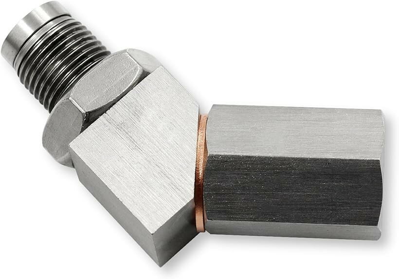 互換品 O2センサー M18x1.5 アダプター 触媒 警告灯 エラー キャンセラー ステンレス銅ー 対策 スペーサー 簡易浄化 汎用 45度 (45度)