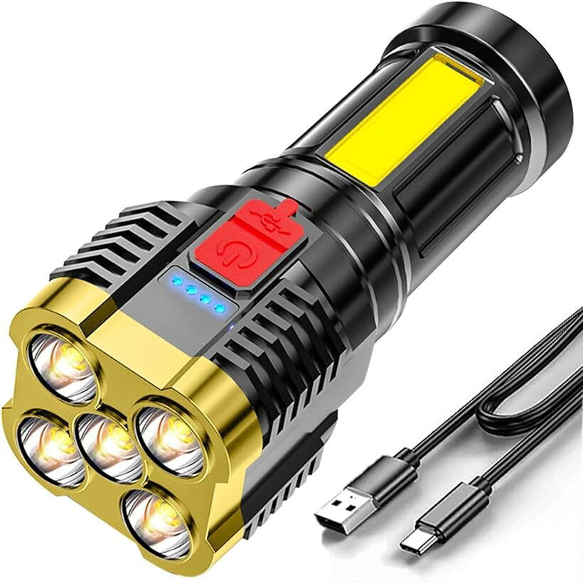 バリエーションコード : 2bjnphyf8c商品コード2bjnphxgrk商品名ハンドライト 懐中電灯 強力 防水 小型 軽量 LED 5個 COB作業灯 3モード USB 充電式 携帯 防災 照明 手持ち ライト 超高光度 シルバーブランドISEFUJIカラーゴールド夜道を照らす、頼れる相棒。超高光度LEDハンドライト 明るさ 5つの高輝度LEDを搭載し、最大100m先も照らせる。夜道も昼のように明るく照らし、安心感を与えてくれます。COB作業灯搭載 広範囲を均一に照らすCOB作業灯を搭載。車の修理やDIYなど、手元を明るく照らしたい作業に最適です。3つの点灯モード 強光、弱光、点滅の3つの点灯モードを搭載。状況に合わせて使い分けることができます。軽量・コンパクト 64mmx141mmの大きさで手のひらに収まるコンパクトサイズで、持ち運びに便利です。女性や子供でも扱いやすいです。防水・防塵 IPX4の防水・防塵性能を備えているので、雨の日やアウトドアでも安心して使用できます。USB充電式 電池交換不要のUSB充電式。繰り返し使用できるので、経済的です。多彩な用途 夜間の散歩、キャンプ、釣り、防災など、様々なシーンで活躍します。3.7Vのリチウムイオン電池を搭載し、600mAhの大容量を誇ります。フル充電時には2.22Whのエネルギーを供給し、最大放電電流600mAh。フル充電して、適切な環境下で使用すれば約3.7時間の長時間稼働が可能です。明るさと持続時間において優れたパフォーマンスを誇るLED懐中電灯をぜひお試しください。※ 他ネットショップでも併売しているため、ご注文後に在庫切れとなる場合があります。予めご了承ください。※ 品薄または希少等の理由により、参考価格よりも高い価格で販売されている場合があります。ご注文の際には必ず販売価格をご確認ください。※ 沖縄県、離島または一部地域の場合、別途送料の負担をお願いする場合があります。予めご了承ください。※ お使いのモニタにより写真の色が実際の商品の色と異なる場合や、イメージに差異が生じることがあります。予めご了承ください。※ 商品の詳細（カラー・数量・サイズ 等）については、ページ内の商品説明をご確認のうえ、ご注文ください。※ モバイル版・スマホ版ページでは、お使いの端末によっては一部の情報が表示されないことがあります。すべての記載情報をご確認するには、PC版ページをご覧ください。