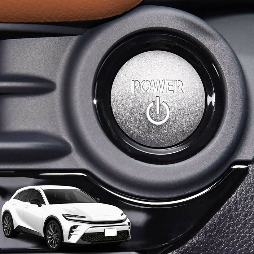 フーディ 新型クラウン 35系 エンジンスタートボタン CROWN CROSSOVER TZSH35 AZSH35 2022年9月～現行 エンジンスタートカバー スタートボタンカバー クラウンアクセサリー ドレスアップ シルバー (シルバー)