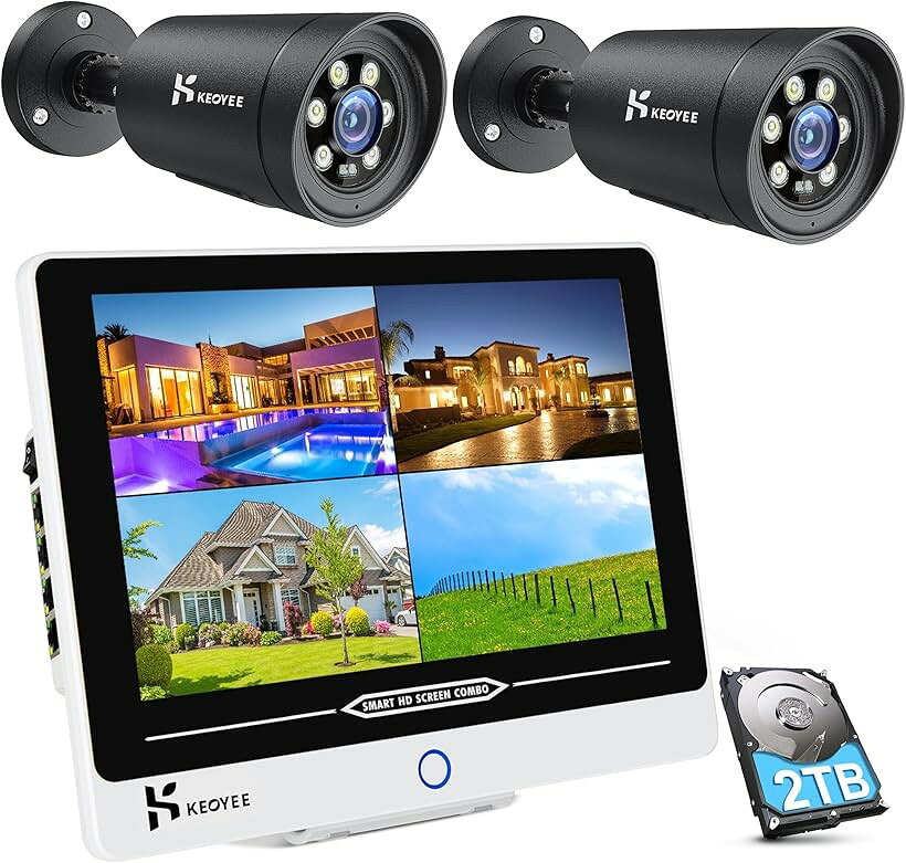バリエーションコード : 2b9g9n0nhd商品コード2b9541c8s1商品名500万高画素・カラー暗視 防犯 防犯カメラセット POE有線接続 12インチ モニター付き poe監視カメラ 2台セット 2TB HDD内蔵 500万画素poeカメラ2台+500万画素対応の録画機+2TB HDDブランドKEOYEEカラーブラックサイズ等500万画素POEカメラ2台セット「500万超高画素 ・夜間カラー撮影」：本防犯カメラは高感度Sony CMOS・チップ、先端的な3.6mm F2.0レンズを採用、115°-120°のカバーを実現、広範囲で録画します。フルハイビジョンを超えた500万画素のため、従来製品に比べると画質がアップ。人の表情や車のナンバープレートなどもはっきりと判別できるほど精細で鮮明に撮影します。最新明暗センサーが配置され、環境によって暗視撮影に切り替え、明暗差を補正し真っ暗でも綺麗に記録します。防犯灯が夜に発光すると、夜にも日中のようにフルカラー撮影します。24時間お家を見守ります。家庭用から店舗やビル・オフィスにもご使用いただける防犯カメラです。「IPS式防犯モニター」12インチ液晶モニターと親機が一体になって省スペース化、別途にモニター用意の手間がかかりません。HDMI端子が付いているため、大サイズTVなどと接続可能です。筐体がコンパクトで直感的、スクリーンスイッチがタッチ型、質感と高級感あります。薄型で多方向放熱デザイン、耐久性が優れています。液晶パネルはIPS式、178°超広視野角で上下左右どこから見ても色変化少なく、高い色再現域により、カメラの高画素をフルに発揮し映像をリアルに表現します。ディスプレイには卓上スタンドが付属しているほか、背面には穴が開いているので壁に掛けることができます。「音声録画 ・犯罪防止」犯罪を未然に防止するセキュリティーPOE防犯カメラです。映像だけでなくマイク付きなので音声も録音されます。カメラにマイクが付いているから、この音声を録音できていたら、事件の解決に大きな助けになります。またカメラがAI人体検知とモーション検知機能付きて撮影範囲内で不審な動きがあった際には、インテリジェント警報が即時アプリとメール（写真付き）を送信します。外出でもスマートフォンからライブの画面を監視して、盗賊を防止可能です。人の行き来が多い場所、逆に死角になっている場所、夜間に薄暗くなりがちな場所や貴重品が置いてある場所など、防犯カメラの設置に適します。「POE有線接続・信号をより安定」PoEは「Power over Ethernet のことです。PoE防犯カメラは録画機からLANケーブルを通して電源を取ることができるので、カメラの設置場所に電源工事をしなくても取り付けられるところが特徴です。有線接続なのでネットワークの安定感に優れています。防犯カメラデビューの方、工事をなるべく安くしたい方、スマートに配線したい方におすすめです。付属品は4本20Mケーブルを含みます。最大100Mまでも対応ok。また、本製品はネット環境なしで使用可能ですので、インターネット環境がないからと購入を躊躇っている方も大丈夫です。「優れた耐久性・交換/修理のコストを節約」本製品全体に頑丈なマットブラックのアルミニウム合金を採用し、IP66防水防塵も実現しています。経年で屋外にさらされたり、風雨にさらされた場合も、安定して動作し続けます。また、すべての電子部品も厳選されて、耐久性には自負があり、そのため、KEOYEEを設置すれば、使用中に品質の問題で交換や修理にかかる手間やお金を省くことができます。長い目で見れば、コストパフォーマンスに優れている逸品です。※ 他ネットショップでも併売しているため、ご注文後に在庫切れとなる場合があります。予めご了承ください。※ 品薄または希少等の理由により、参考価格よりも高い価格で販売されている場合があります。ご注文の際には必ず販売価格をご確認ください。※ 沖縄県、離島または一部地域の場合、別途送料の負担をお願いする場合があります。予めご了承ください。※ お使いのモニタにより写真の色が実際の商品の色と異なる場合や、イメージに差異が生じることがあります。予めご了承ください。※ 商品の詳細（カラー・数量・サイズ 等）については、ページ内の商品説明をご確認のうえ、ご注文ください。※ モバイル版・スマホ版ページでは、お使いの端末によっては一部の情報が表示されないことがあります。すべての記載情報をご確認するには、PC版ページをご覧ください。