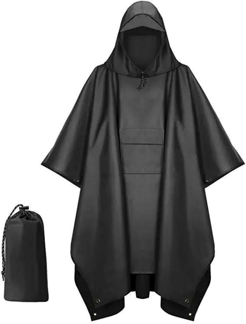 レインポンチョ 釣り用 雨具 レインコート カッパ レインウェア フード付 アウトドア イベント 雨対策 ブラック (ブラック)