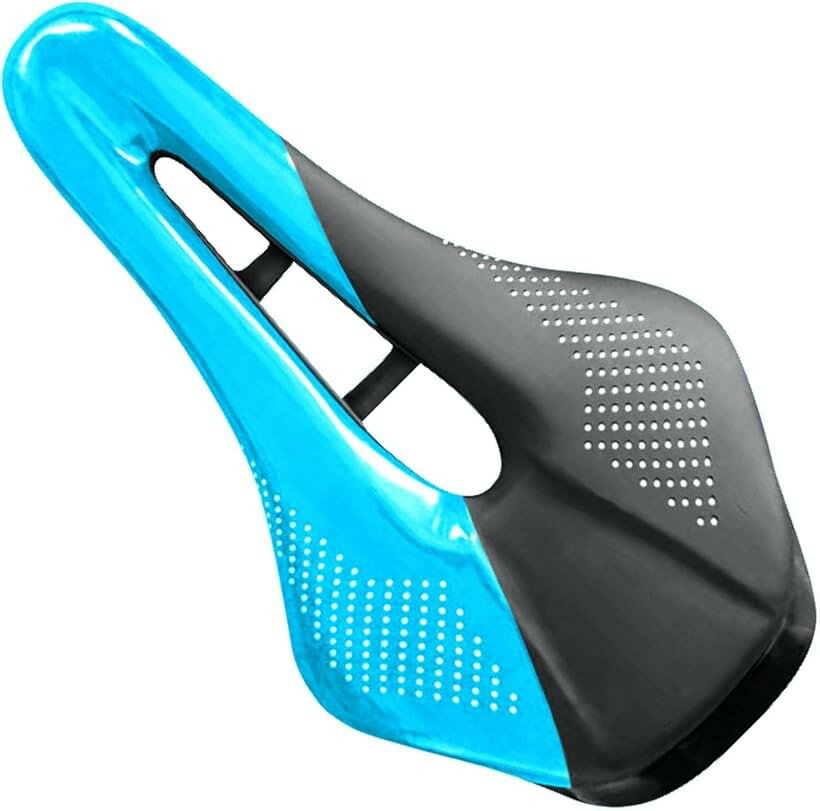 自転車 サドル シート 穴あき カットアウト ショートノーズ ロードバイク マウンテンバイク クロスバイク MTB 通気性 ブルー (ブルー, ワンサイズ)