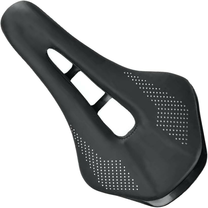 自転車 サドル シート 穴あき カットアウト ショートノーズ ロードバイク マウンテンバイク クロスバイク MTB 通気性 ブラック (ブラック, ワンサイズ)